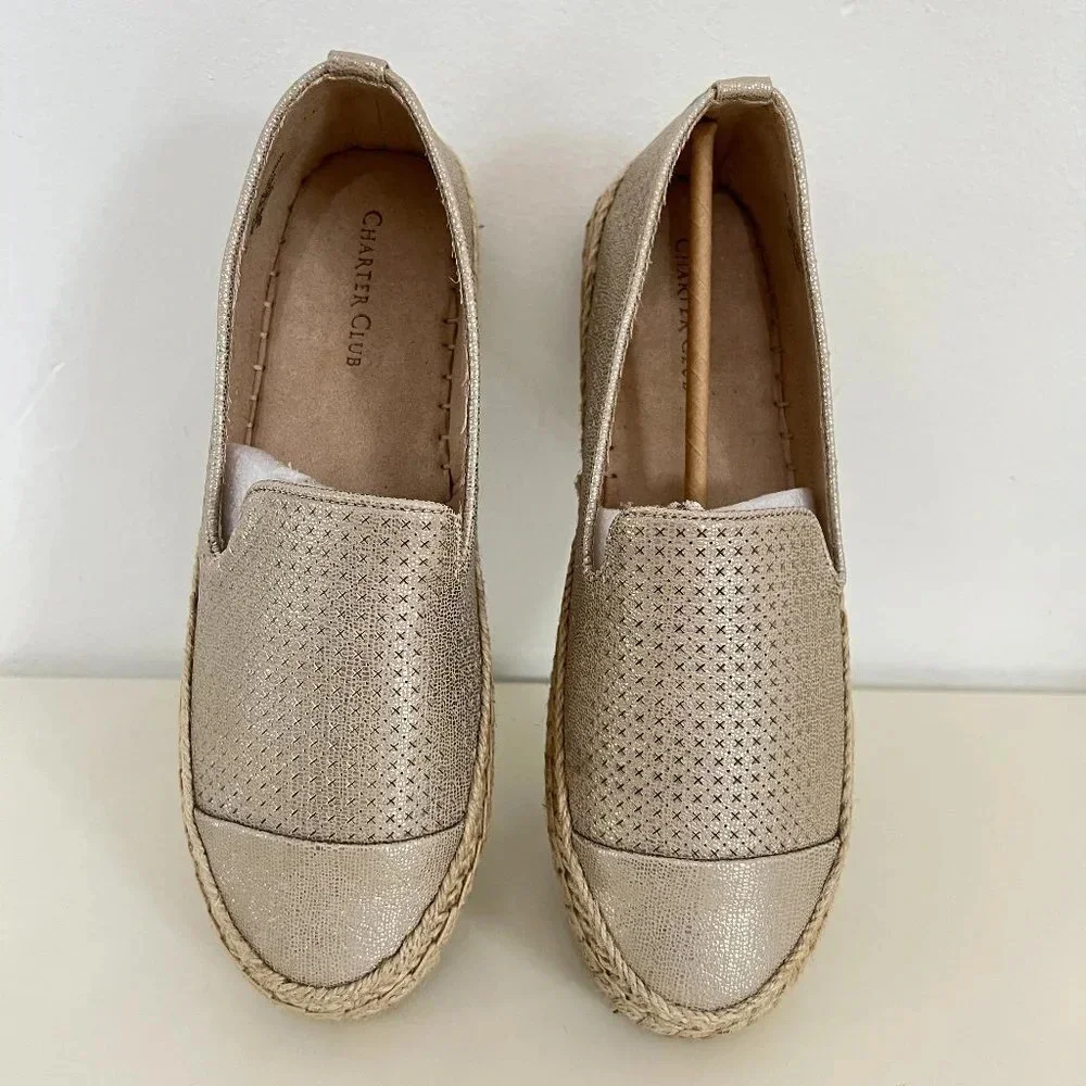 Charter Club Platino Jonii Espadrille Flats in Gold Size 8 M